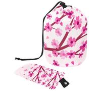Eslifey Travel Cosmetic Bags Barrel Makeup Bag, Multifunctional Toiletry Bucket Bags Round Organizer Storage Pocket, Nice Cherry Blossom