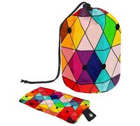 Eslifey Travel Cosmetic Bags Barrel Makeup Bag, Multifunctional Toiletry Bucket Bags Round Organizer Storage Pocket, Rainbow Color Mosaic