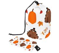 Eslifey Travel Cosmetic Bags Barrel Makeup Bag, Multifunctional Toiletry Bucket Bags Round Organizer Storage Pocket, Pumpkin Turkey Thanksgiving