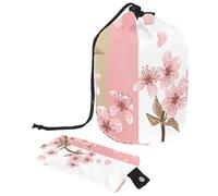 Eslifey Travel Cosmetic Bags Barrel Makeup Bag, Multifunctional Toiletry Bucket Bags Round Organizer Storage Pocket, Cherry Tree Blossom