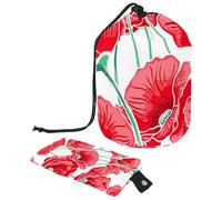 Eslifey Travel Cosmetic Bags Barrel Makeup Bag, Multifunctional Toiletry Bucket Bags Round Organizer Storage Pocket, Poppy Blossom