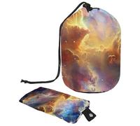 Eslifey Travel Cosmetic Bags Barrel Makeup Bag, Multifunctional Toiletry Bucket Bags Round Organizer Storage Pocket, Cosmic Galaxy Shining Stars