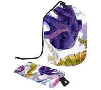 Eslifey Travel Cosmetic Bags Barrel Makeup Bag, Multifunctional Toiletry Bucket Bags Round Organizer Storage Pocket, Beach Seashell Cockleshell Octopus