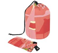 Eslifey Travel Cosmetic Bags Barrel Makeup Bag, Multifunctional Toiletry Bucket Bags Round Organizer Storage Pocket, Japanese Girl Plum Blossom
