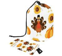 Eslifey Travel Cosmetic Bags Barrel Makeup Bag, Multifunctional Toiletry Bucket Bags Round Organizer Storage Pocket, Turkey Pumpkin Thanksgiving Day
