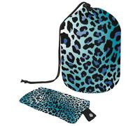 Eslifey Travel Cosmetic Bags Barrel Makeup Bag, Multifunctional Toiletry Bucket Bags Round Organizer Storage Pocket, Amazing Blue Bright Leopard Print