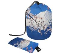 Eslifey Travel Cosmetic Bags Barrel Makeup Bag, Multifunctional Toiletry Bucket Bags Round Organizer Storage Pocket, Mount Fuji with Cherry Blossom