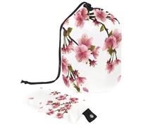 Eslifey Travel Cosmetic Bags Barrel Makeup Bag, Multifunctional Toiletry Bucket Bags Round Organizer Storage Pocket, Cherry Blossom Flowers