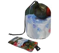 Eslifey Travel Cosmetic Bags Barrel Makeup Bag, Multifunctional Toiletry Bucket Bags Round Organizer Storage Pocket, Red Geraniums