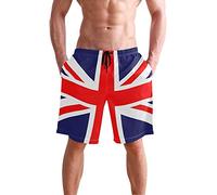 Eslifey Union Jack Flag Summer Beach Shorts Men's Swim Trunks Board Short for Men,L Multi