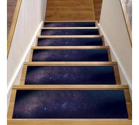 Eslifey Universe Space Milky Way Stair Treads for Wooden Steps, 15 Pack 30"x8" Non-Slip Indoor Stair Runners Stair Rugs for Dogs, Kids, Elder with Reusable Adhesive