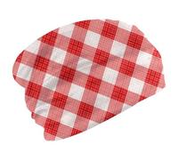 Eslifey Winter Beanie Hats for Men Women, Red Gingham Square Pattern Casual Soft Warm Bonnet Cap