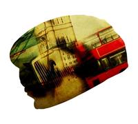 Eslifey Winter Beanie Hats for Men Women, Vintage Textured Collage of Iconic Symbols of London UK Casual Soft Warm Bonnet Cap