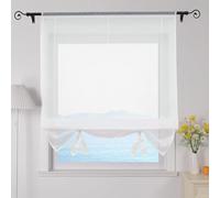 ESLIR Roman Blind Living Room Roman Blind Drawstring Curtains Kitchen Transparent Ribbon Roller Blind Curtains Modern Voile White W x H 140 x 155 cm Pack of 1