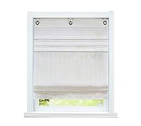ESLIR Roman Blind No Drilling Curtains Kitchen Roman Curtains with Eyelets Country House Eyelet Blind Linen Semi-Transparent White W x H 60 x 140 cm Pack of 1