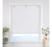 ESLIR Roman Blind No Drilling Plain Curtains Kitchen Opaque Roman Curtains with Hook Hanging Ribbon Blind for Windows No Drilling White W x H 80 x 140 cm 1 Piece