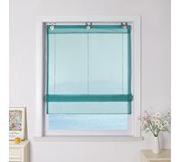 ESLIR Roman Blind No Drilling Required Curtain with U-Hooks Eyelet Roller Blind Voile Curtain Transparent Modern 1 Piece Blue #2 W x H 80 x 130 cm