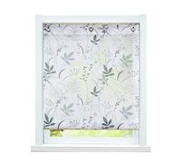 ESLIR Roman Blind No Drilling Required Roman Curtain with Eyelets Transparent Curtains with U-Hooks Eyelet Roller Blind Modern White Leaves Pattern W x H 80 x 140 cm 1 Piece