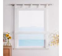 ESLIR Roman Blind with Loops, Kitchen Curtains, Transparent Tab-Top Curtains, Modern Voile Beige, W x H 100 x 155 cm, Pack of 1