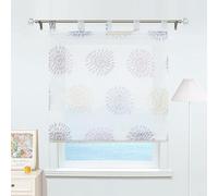 Eslir Roman Blind with Tabs, Kitchen Roman Curtains, Transparent Tab-Top Blind, Curtains, Circle Motifs, Modern, Voile, Purple, W x H 120 x 140 cm, Pack of 1