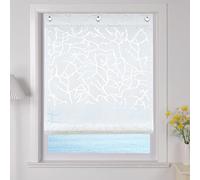 ESLIR Roman Blind with U-Hook Curtains Kitchen Roman Curtains Semi-Transparent Eyelet Roller Blind Curtains Modern Burnout White W x H 100 x 140 cm 1 Piece