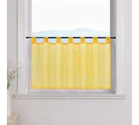 ESLIR Window curtain with loops kitchen bistro curtains transparent curtains short curtain voile yellow W x H 45 x 90 cm 1 piece
