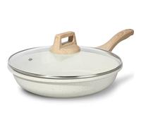 ESLITE LIFE Nonstick Ceramic Frying Pan Skillet with Lid, Non-Toxic Egg Omelette Kitchen Cooking Pans Compatible with All Stovetops (Gas, Electric & Induction), PTFE & PFOA Free (White, 11" w/Lid)