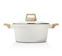 ESLITE LIFE Nonstick Stock Pot with Lid, 5 Quart Granite Casserole Large Soup Pot Pasta Cooking Pot, Induction Compatible, PTFE & PFOA Free, White
