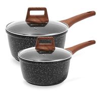 ESLITE LIFE Sauce Pan with Lid Nonstick Small Soup Pot Induction Compatible, PFOA & PTFEs Free (1.5QT & 2.5QT Set)
