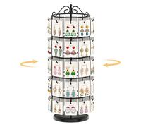 EsLuker.ly Earring Holder Organizer Rotating Display Tree Stand, Adjustable Height Earring Card Hanger Rack with 50 Hooks for Vendors Market Selling, 5 Tier Metal Jewelry Storage Tower, Black