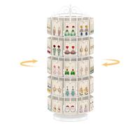 EsLuker.ly Earring Holder Organizer Rotating Display Tree Stand, Adjustable Height Earring Card Hanger Rack with 50 Hooks for Vendors Market Selling, 5 Tier Metal Jewelry Storage Tower, White
