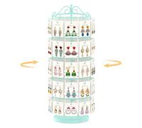 EsLuker.ly Earring Holder Organizer Rotating Display Tree Stand, Blue | Adjustable Height Earring Card Hanger Rack with 50 Hooks for Vendors Market Selling, 5 Tier Metal Jewelry Storage Tower
