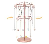 EsLuker.ly Necklace Holder Organizer Rotating Display Stand, 2 Tier Rose Gold