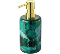 Esmae Marble Soap Dispenser - Green Stoneware Bathroom Accessory with Marble Design & Gold Pump - Liquid Soap Dispenser - Modern Sink Organizer - Part of the Esmae Collection N-4