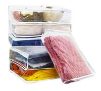Esme L&H 6pcs Clear Zippered Storage Bags Plastic Storage Bags for Blanket, Linen, Sweater, Bed Sheet, Clothes,Shoes, Organizer with Zipper for Closet Sweater