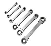 esmen 4-in-1 Dual-Head Bi-Directional Quick-Return Ratchet Wrench Set, 6-Piece Straight Handle, Multi-Purpose 12-Point