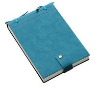 esmen A5 Vintage Handmade Leather Notebook, Button-Bound Loose-Leaf Sketchbook, 244 Pages 120g Thick Paper, Blank(Blu)