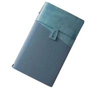 esmen A6 Loose-Leaf Journal, Retro Thick Leather Look Cover, 192 Pages Blank or Lined Notebook, Portable Travel Stamp Diary(Blu,Blank)