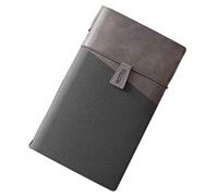 esmen A6 Loose-Leaf Journal, Retro Thick Leather Look Cover, 192 Pages Blank or Lined Notebook, Portable Travel Stamp Diary(Gray,Lined)