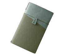 esmen A6 Loose-Leaf Journal, Retro Thick Leather Look Cover, 192 Pages Blank or Lined Notebook, Portable Travel Stamp Diary(Grn,Lined)