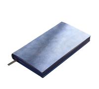 esmen A6 Soft Leather Pocket Notebook, Portable Business Diary, 100g Wood Paper, Bookmark and Rounded Spine(Blu)
