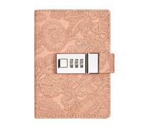 esmen A7 Password Lock Diary, Embossed Lace Notebook 192 Pages 100g Cream Paper, Simple Stylish Portable Journal(Rose)