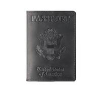 esmen American Passport Holder ID Bag Cowhide Retro Multinational Protective Cover Travel Portable Slim Wallet(Nero)