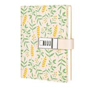 esmen B6 Creative Notebook with Lock, PU Leather Waterproof Cover, 224 Pages 100g Thick Paper, 9mm Ruled Journal(Beige)