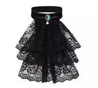 esmen Black French Vintage Embroidered Doll Collar Medieval Lace Mock Necklace with Floral Accent Detachable Gothic Collar