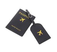 esmen Black Passport Holder Luggage Tag Set,PU Case with Card Slot,Travel Accessory for Easy Identification and Protection