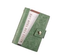 esmen Genuine Leather and PVC Loose-Leaf Notebook, A5 A6 Business with Copper Snap Pen Holder, 200 Pages Thick Paper(Grn,A6)