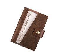 esmen Genuine Leather and PVC Loose-Leaf Notebook, A5 A6 Business with Copper Snap Pen Holder, 200 Pages Thick Paper(DARK BROWN,A6)