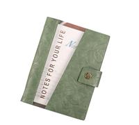 esmen Genuine Leather and PVC Loose-Leaf Notebook, A5 A6 Business with Copper Snap Pen Holder, 200 Pages Thick Paper(Grn,A5)