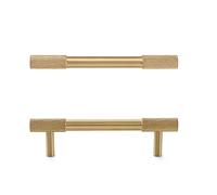 esmen Gold Knurled Brass Cabinet Pulls Single Hole or Double Options Textured Finish for a Premium Modern Look(130mm)